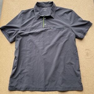 Cherokee Uniforms Mens XL Gray Performance Polo Scrub Top Zipper Pocket CKI803